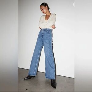 & Other Stories Dear Cut Wide Leg High Rise Blue Jeans Size 26